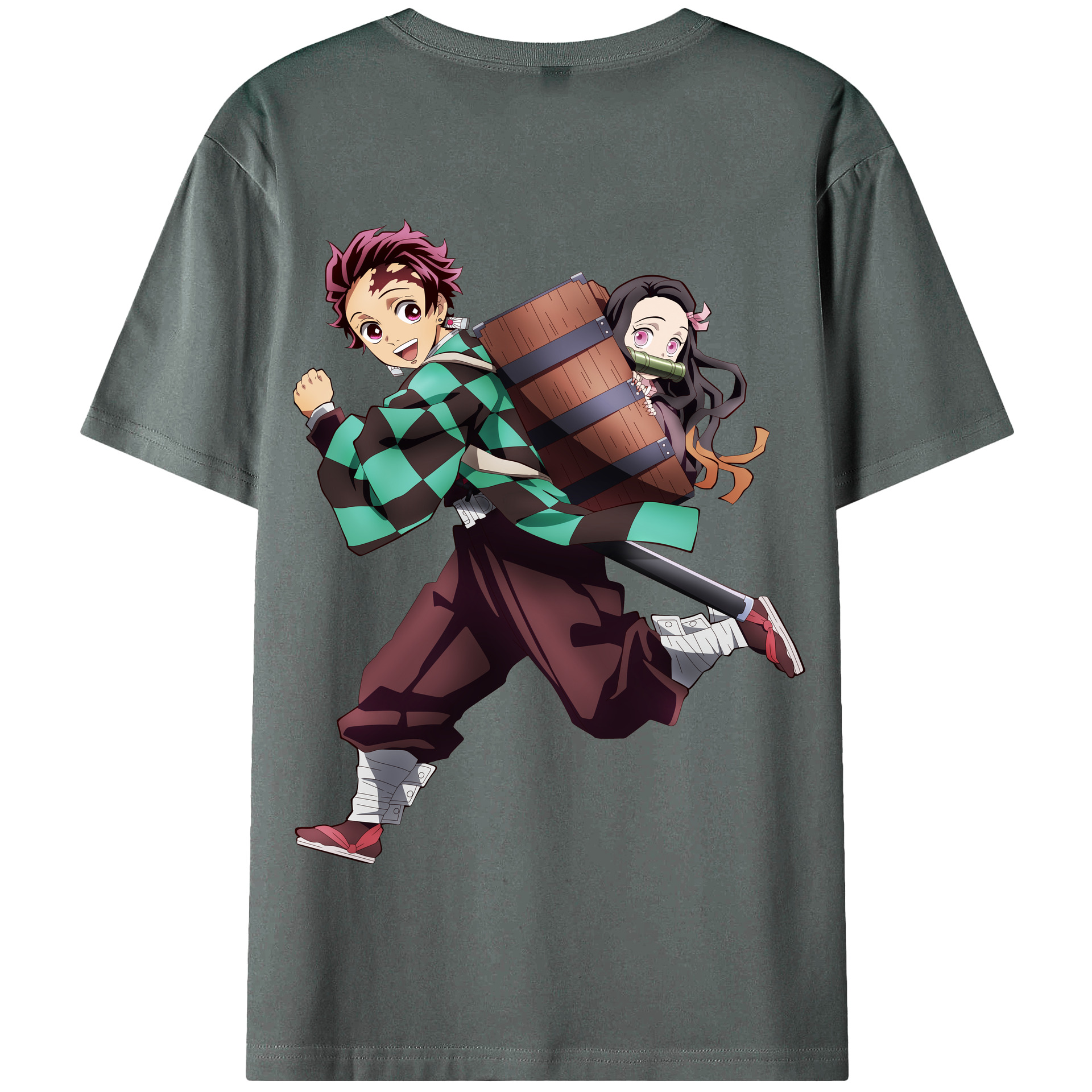 （画像用） 鬼滅の刃 竈門 炭治郎／かまど たんじろう Kamado Tanjirou 綿100％半袖Tシャツ（背面プリント）